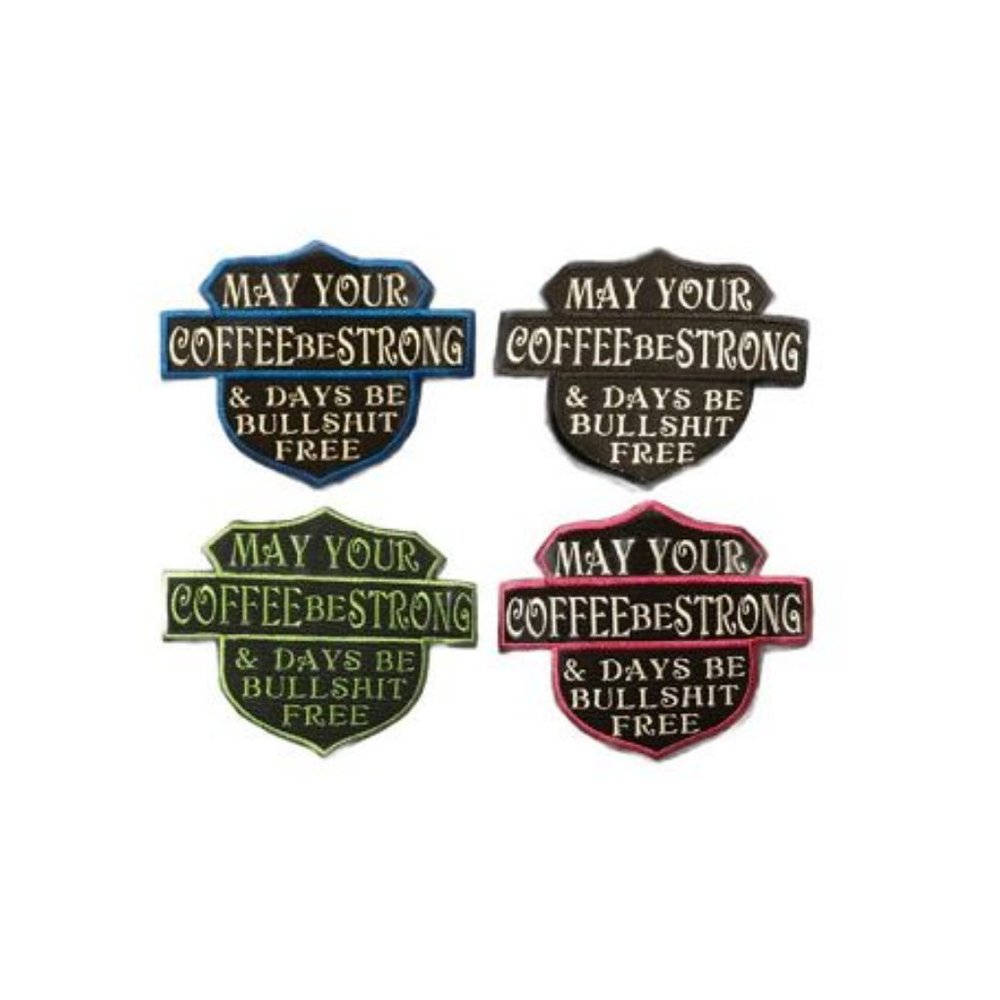 Set of 4 Different Colored Bar and Shield style embroidered funny coffee patches